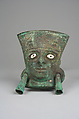 Face Mask Ornament, Gilded copper, shell, Moche