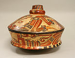 Lidded Vessel, Ceramic, slip, pigment, Maya