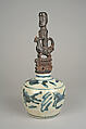 Perminangken (container for magical substances), Toba Batak artist, Wood, trade porcelain, Toba Batak