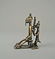 Gold Weight: Chief with Attendant, Brass, Yoruba peoples