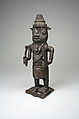 Figure: Court Official with Hammer and Staff, Brass, Edo peoples