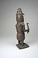 Figure: Court Official with Hammer and Staff, Brass, Edo peoples