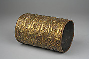 Bracelet with leopard heads and eben (ceremonial swords), Ìgùn Ẹ́rọ̀nwwọ̀n (brass-casting guild) artists , possibly gilt in Europe, Brass, gilt, Edo peoples