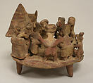 Village scene, Nayarit artist(s), Ceramic, slip, Nayarit
