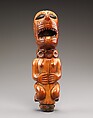 Staff Finial:Kneeling Figure with Feline Head, Ivory, stone, Kongo peoples