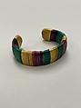 Cuff bracelet, colored bands, Songhay artist, Straw, beeswax, Songhay