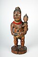 Power Figure: Standing Female Figure with Child (Wife of Mabyaala?) (Nkisi), Wood, beads, glass, fiber, copper, resin, Kongo peoples; Vili group