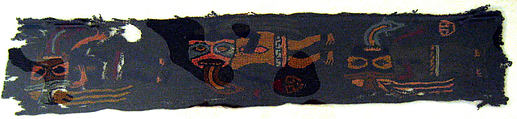 Embroidered Border Fragment, Camelid hair, cotton, Paracas