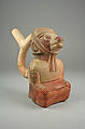 Spectacled Bear Bottle, Ceramic, slip, Moche
