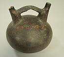 Bridge and Double Spout Bottle with Guilloche, Ceramic, Paracas
