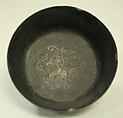 Blackware Bowl with Fish and Scroll Motif, Ceramic, Nasca