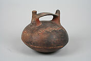 Double Spout and Bridge Bottle with Bird, Ceramic, slip, pigment, Paracas