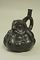 Stirrup Spout Bottle with Owl, Ceramic, Moche