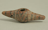 Pod-Shaped Whistle, Ceramic, pigment, Peru; north or central coast (?)