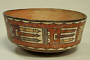 Bowl, Warrior Deity, Ceramic, pigment, Nasca