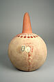 Vessel with Handle, Ceramic, slip, pigment, Moche