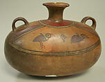 Single Spout Bottle with Strap Handles, Ceramic, pigment, Inca