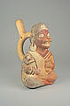 Anthropomorphized Monkey Bottle, Ceramic, Moche