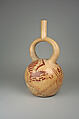 Raptorial Bird Bottle, Ceramic, pigment, Moche