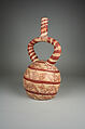 Stirrup Spout Bottle with Felines, Ceramic, pigment, Moche