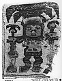 Tapestry Fragment with Plumed Figure, Cotton, camelid hair, Lambayeque (Sicán)