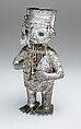 Panpiper-shaped vessel, Chimú artist(s), Silver, malachite, resin, Chimú