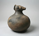 Bottle, Animal Head on Neck, Ceramic, Mississippian