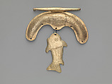 Pendant: Crescent and Fish, Nickel silver, Fon peoples