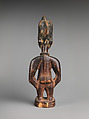 Twin Figure: Female (Ibeji), Workshop of Ibuke Compound, Wood, beads, camwood powder, Yoruba peoples, Oyo group