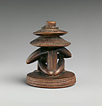 Headrest Base: Seated Female Figure, Master of the Cascade Coiffure, Wood, Luba peoples