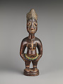 Twin Figure: Female (Ibeji), Workshop of Ibuke Compound, Wood, beads, camwood powder, Yoruba peoples, Oyo group