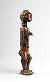 Female Figure, Wood, pigment, plant fiber, glass beads, Baule peoples