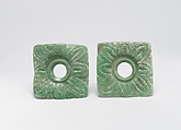 Pair of Earflare Frontals, Jade (jadeite), Maya