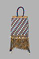 Beaded Leather Bag, Leather, cloth, glass beads, shells, Wasco or Wishram