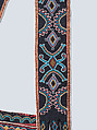 Shoulder bag, Delaware Artist, Wool cloth, cotton cloth, wool yarn, glass beads, silk cloth, silk ribbon, and metal cones, Delaware