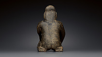 Kneeling bearded figure, Olmec artist(s), Serpentine, pigment, Olmec