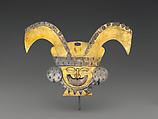 Nose Ornament, Turbaned Head, Gold (partially silvered), silver, Moche