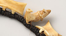 Whalebone and ivory necklace, Whalebone, whale ivory; coconut fiber,  human hair