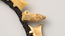 Whalebone and ivory necklace, Whalebone, whale ivory; coconut fiber,  human hair