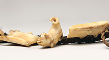 Whalebone and ivory necklace, Whalebone, whale ivory; coconut fiber,  human hair