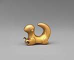 Curly-Tailed Animal Pendant, Gold, Panama