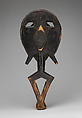 Sculptural Element from a Reliquary Ensemble, Obamba-Kota artist, Wood, brass sheets, brass and copper sheet-wire filaments, bone, brass nails, iron nails, Kota peoples, Obamba group