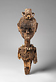 Bocio with opposing faces, Fon artist, Wood, bone, teeth, wire, applied organic material, textile fragment, Fon peoples