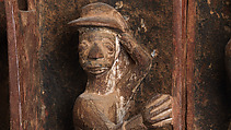 Ìlẹ̀kùn ààfin (Ìsẹ̀ palace door), Olowe of Ise (Nigerian, born Efon-Alaaye, ca. 1873–1938), Iroko wood, paint, Yoruba