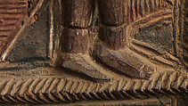 Ìlẹ̀kùn ààfin (Ìsẹ̀ palace door), Olowe of Ise (Nigerian, born Efon-Alaaye, ca. 1873–1938), Iroko wood, paint, Yoruba