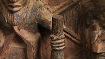 Ìlẹ̀kùn ààfin (Ìsẹ̀ palace door), Olowe of Ise (Nigerian, born Efon-Alaaye, ca. 1873–1938), Iroko wood, paint, Yoruba