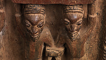 Ìlẹ̀kùn ààfin (Ìsẹ̀ palace door), Olowe of Ise (Nigerian, born Efon-Alaaye, ca. 1873–1938), Iroko wood, paint, Yoruba