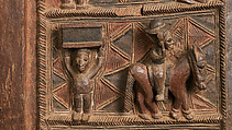 Ìlẹ̀kùn ààfin (Ìsẹ̀ palace door), Olowe of Ise (Nigerian, born Efon-Alaaye, ca. 1873–1938), Iroko wood, paint, Yoruba