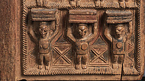 Ìlẹ̀kùn ààfin (Ìsẹ̀ palace door), Olowe of Ise (Nigerian, born Efon-Alaaye, ca. 1873–1938), Iroko wood, paint, Yoruba