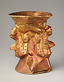 Beaker with faces, snakes, and pumas, Inca artist(s), Gold, Chimú